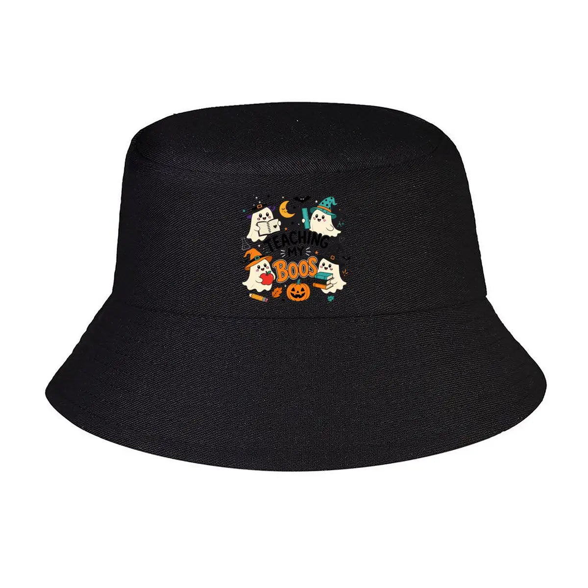 Cute Halloween Teacher Ghost Reading Fisherman Hat Bucket Hat