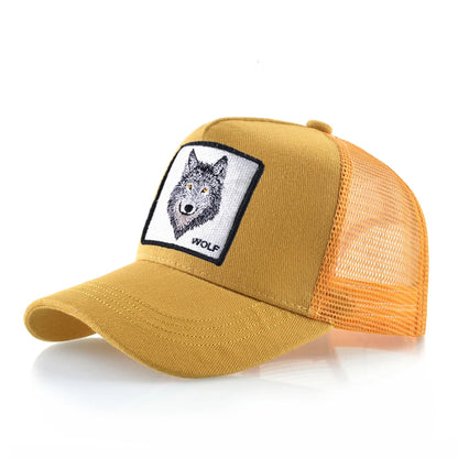 K Snapback Trucker Cap Men's Breathable Mesh Baseball Caps For Women With Wolf