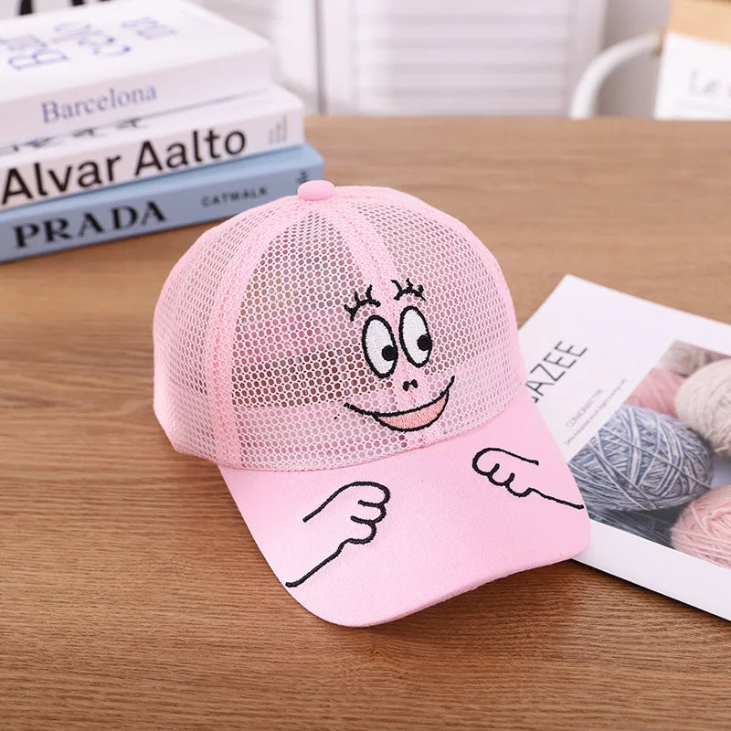 Cool New Boys Girls Kids Children Summer Cute Cap Smiley Face Kawaii Mesh Baseball Cap