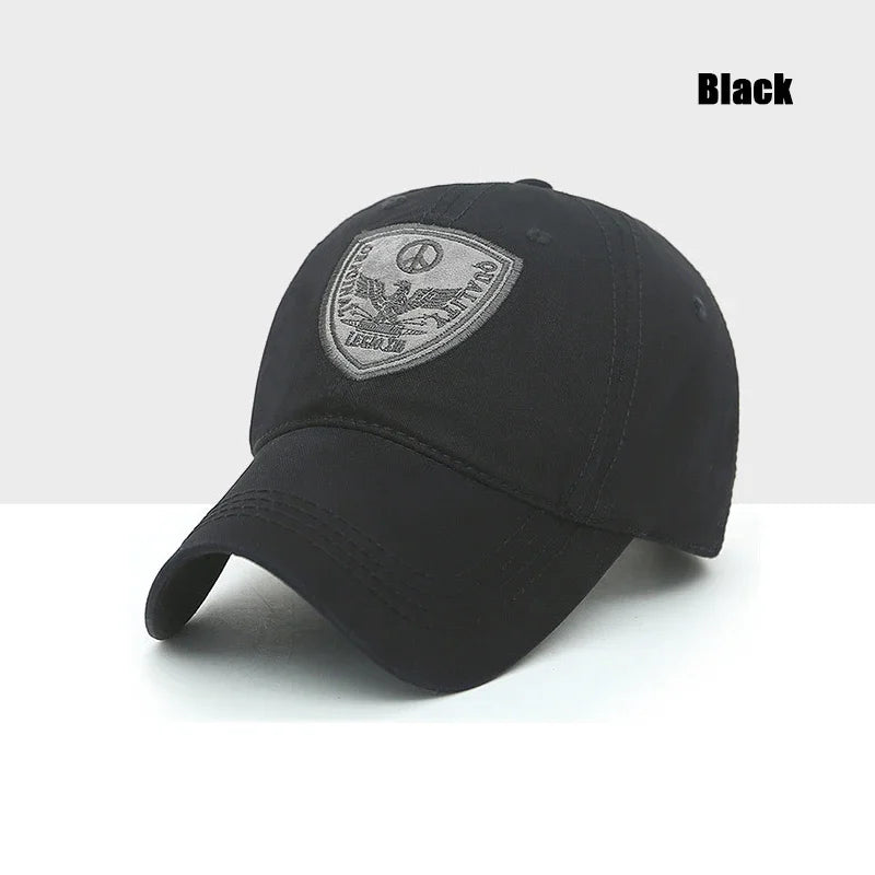 Fashion Classic Soft Top Embroidery Patch Washable Military Cadet Baseball Cap