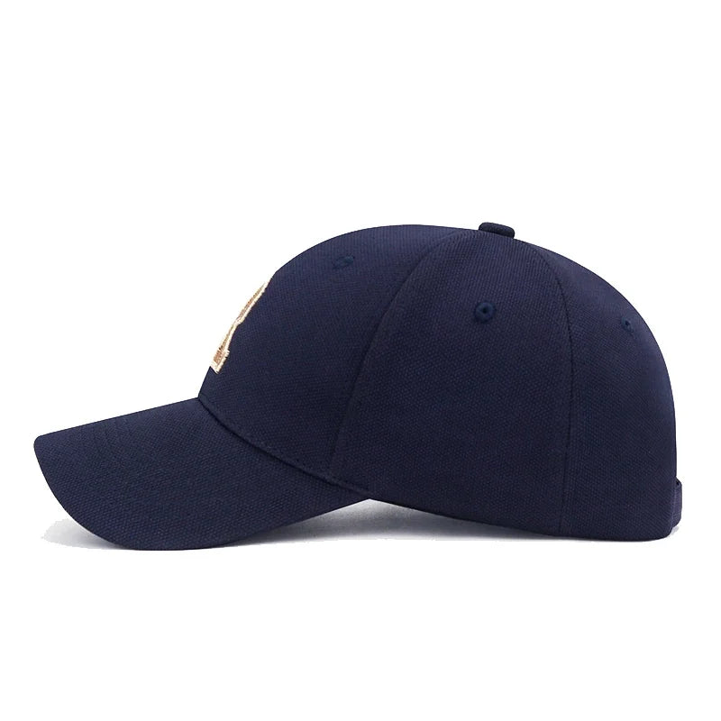 Baseball Cap Elastic Pineapple Cloth Material Gold Thread Embroidery Craft R Letter Design Style