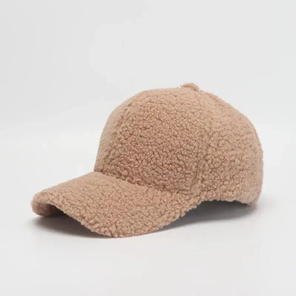 Autumn Winter Baseball Cap Women Artificial Lamb Wool
