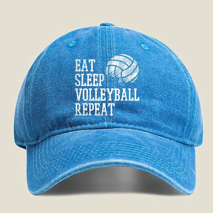 EAT SLEEP VOLLEYBALL REPEAT Washed Baseball Cap