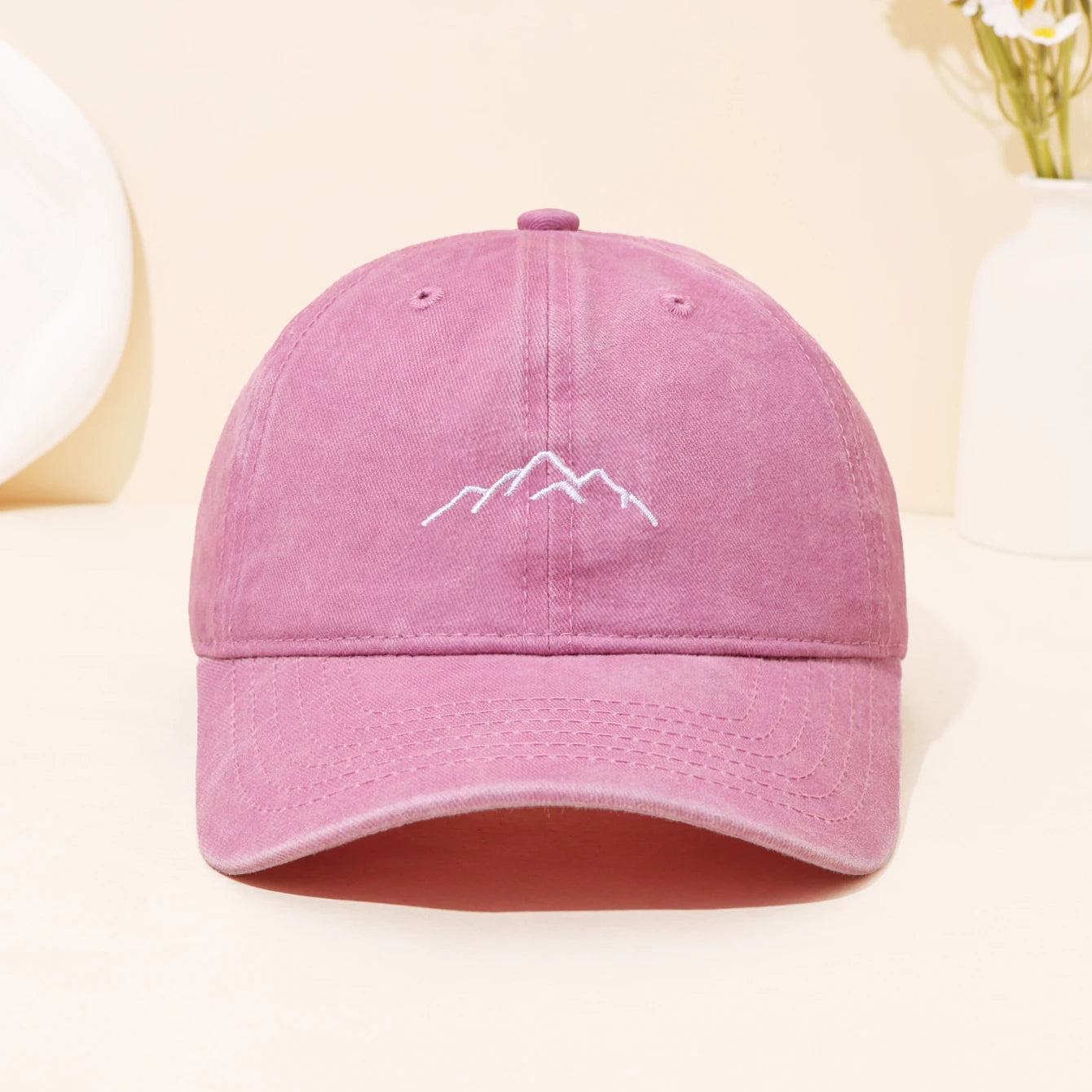 Fashionable Retro Washed Mountain Embroidered Duckbill Cap Baseball Cap For Sports