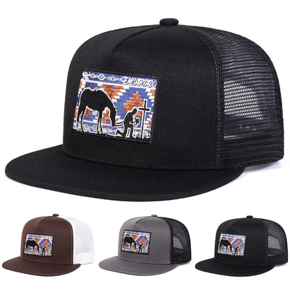 Unisex Horse Cross Embroidery Hip-hop Net Hats Spring Summer Adjustable Snapback Caps