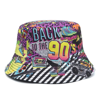 Panama Bucket Hats Animal Letter Print Fisherman Hat For Women Men