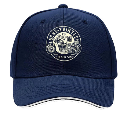 Lucky 13 Custom Moto Retro Rebellion Biker Culture Art Sandwich Baseball Cap
