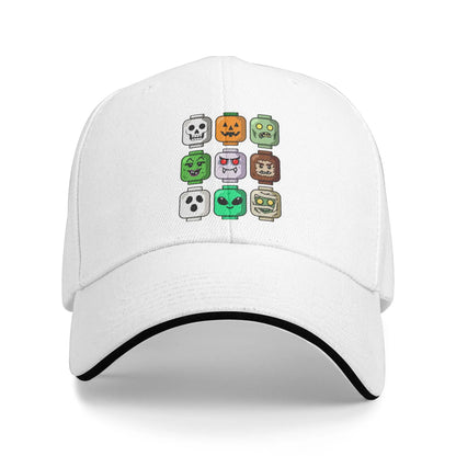 Halloween Building Brick Head Pumpkin Ghost Zombie Baseball Cap