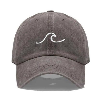 Men's Baseball Cap Women's Washed Cotton Waves Embroidery Embroidery Sport Golf Caps For Man