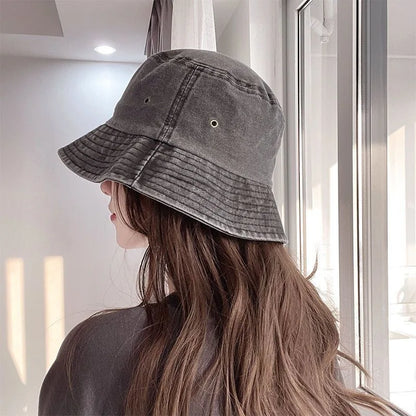 Denim Fisherman Hat Versatile Sunshade Basin Hat Plain Face Small