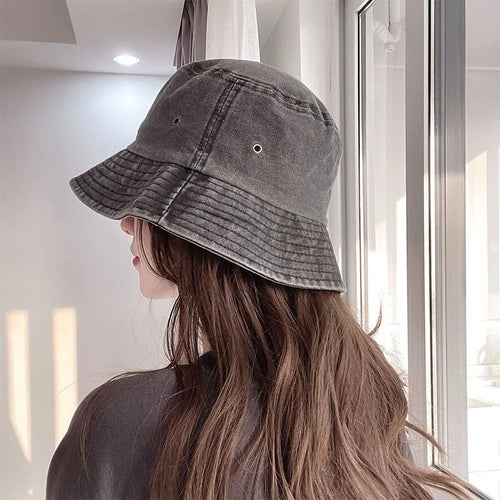 Denim Fisherman Hat Versatile Sunshade Basin Hat Plain Face Small