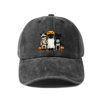 Halloween Mummy Ghost and Cats Baseball Cap
