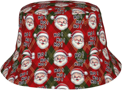 Retro Poster Merry Christmas Bucket Hats for Women Men Xmas Fisherman Hat