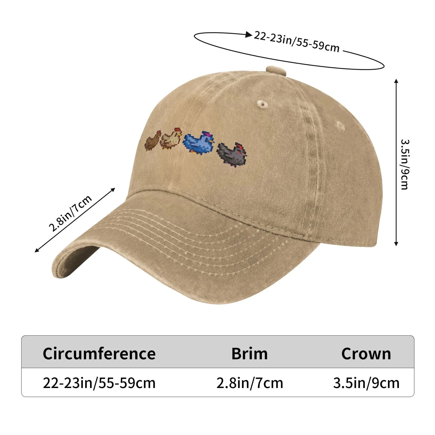 Summer 4 Chickens S-Stardew V-Valley Game Baseball Cap