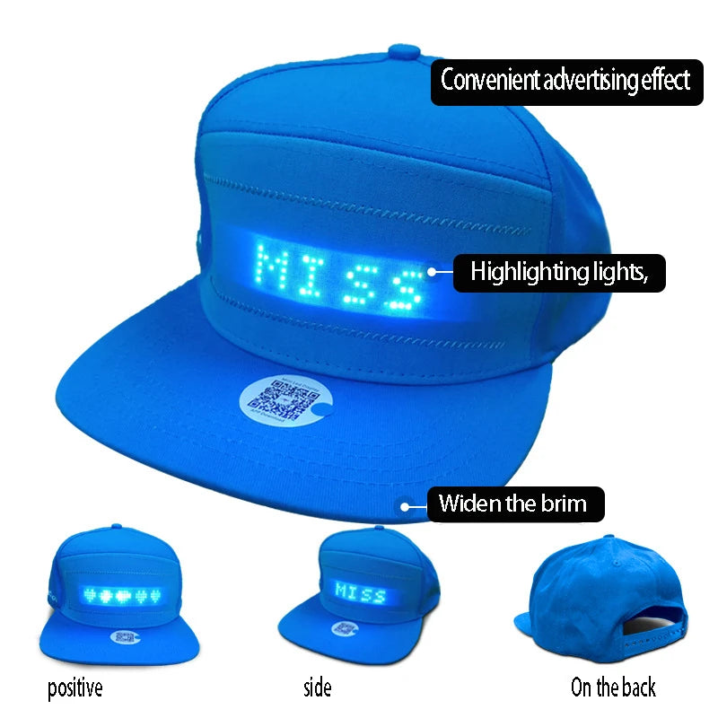 APP Programmable LED Message Hats Luminous Sports Baseball Cap
