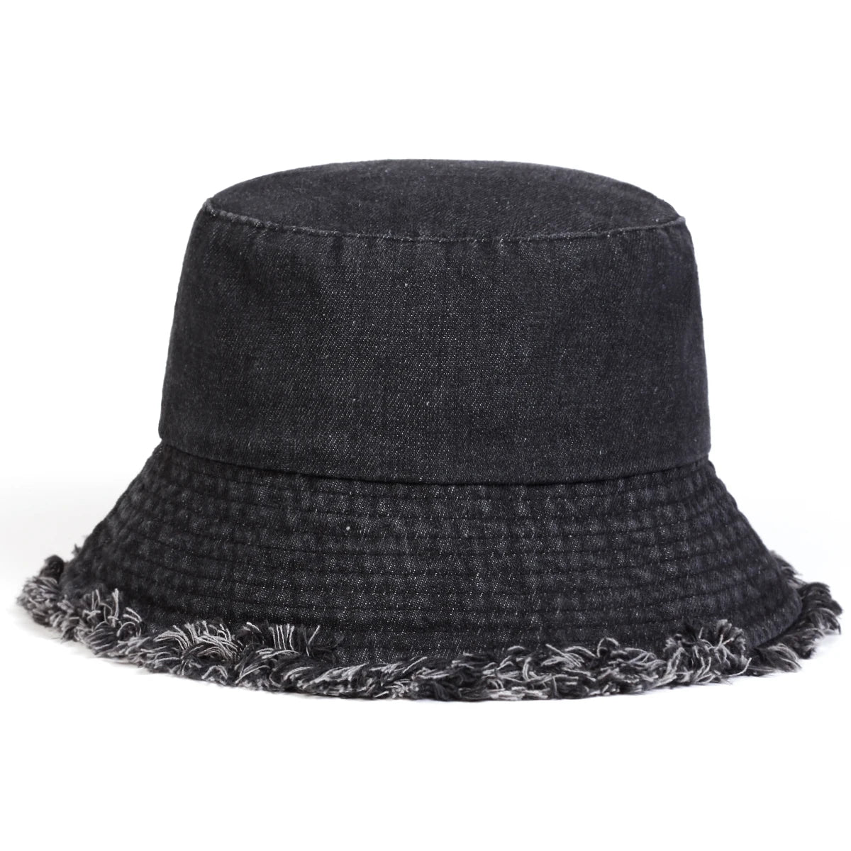 Unisex Light Board Edge Hole Denim Personality Bucket Hats Fishermen Caps