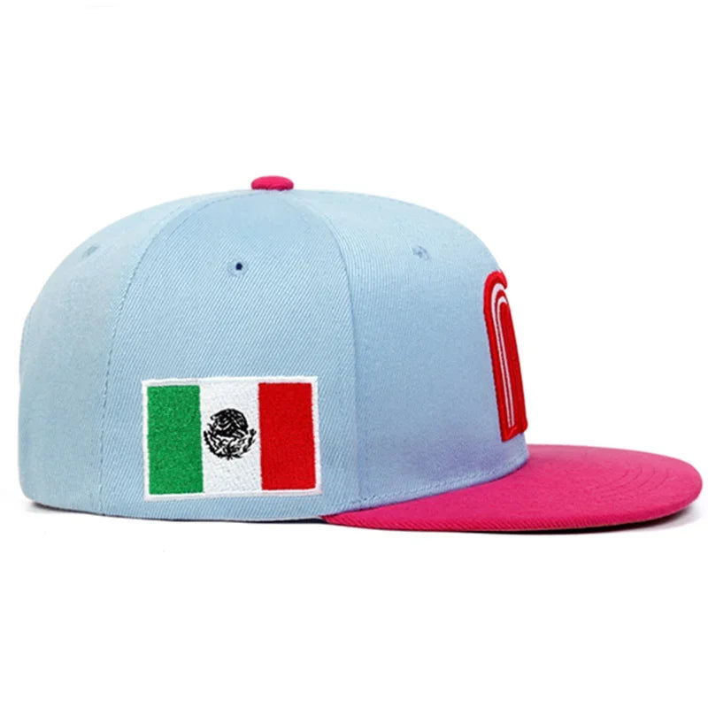 Unisex M Letter Mexico Flag Embroidery Hip hop Hats