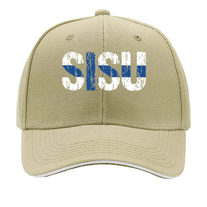 Sisu Finnish Word Resilience Text Art Print Sandwich Baseball Cap