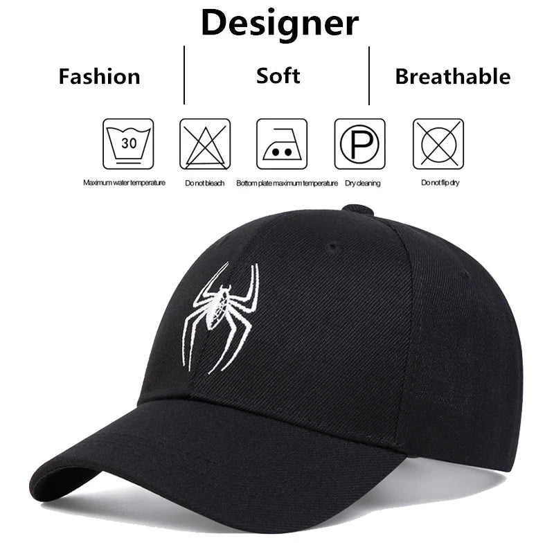 Unisex Spider Embroidery Baseball Caps