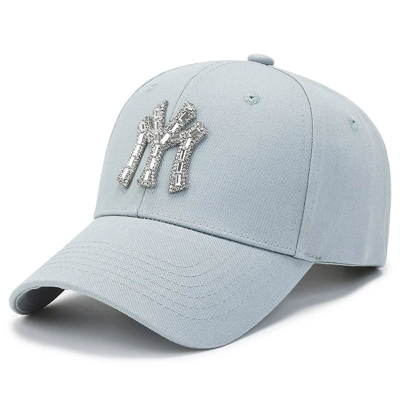 Women Cotton Solid Color Baseball Cap Men Classic Retro Diamond Letters