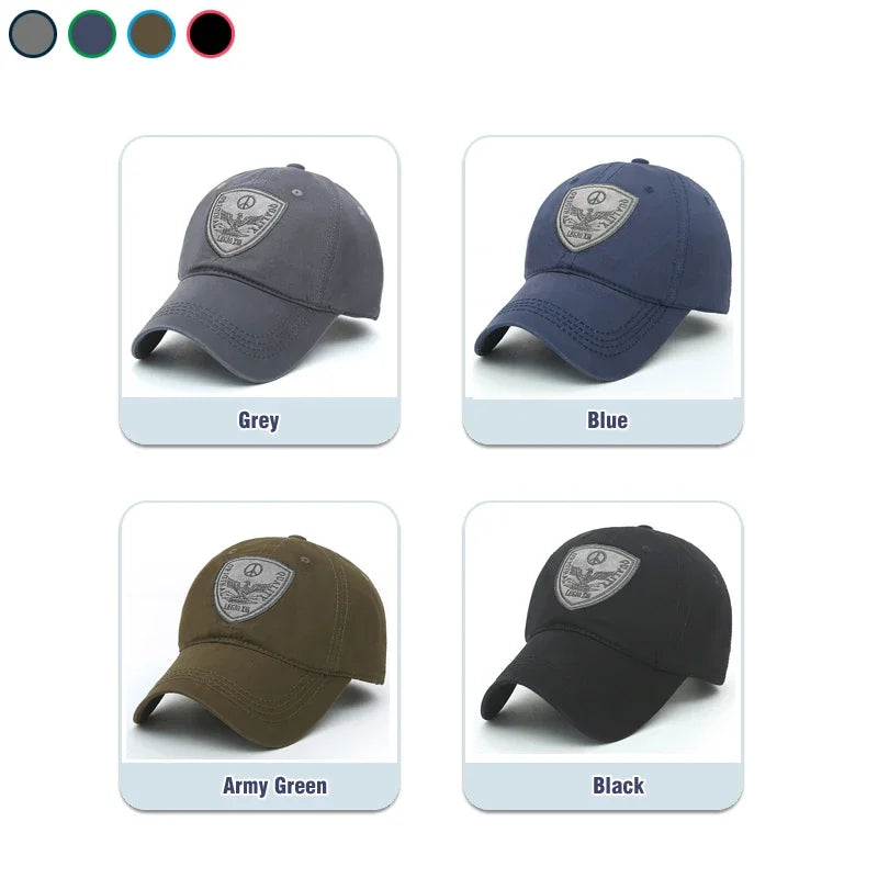 Fashion Classic Soft Top Embroidery Patch Washable Military Cadet Baseball Cap