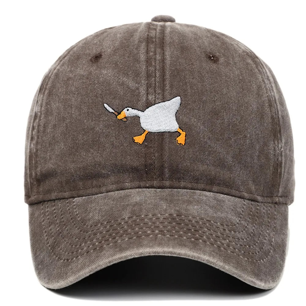 Fashion Embroidery Goose White Goose Baseball Cap Men Women