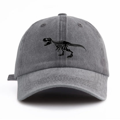 Black T. Rex Print Washed Baseball Cap For Adults