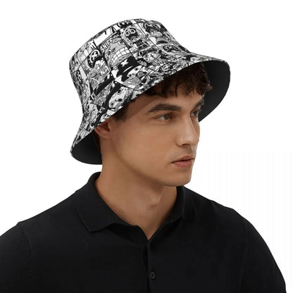 Japanese Anime Bucket Hat Summer Travel Headwear Accessories One Piece Fishing Caps for Outdoor Unisex Bob Hat Foldable