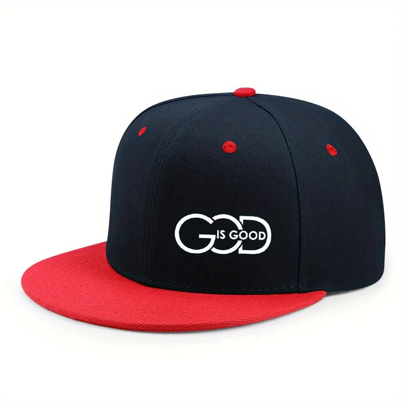 Unisex Adjustable Snapback Cap Street Flat Brim Hat Printed GOD IS GOOD