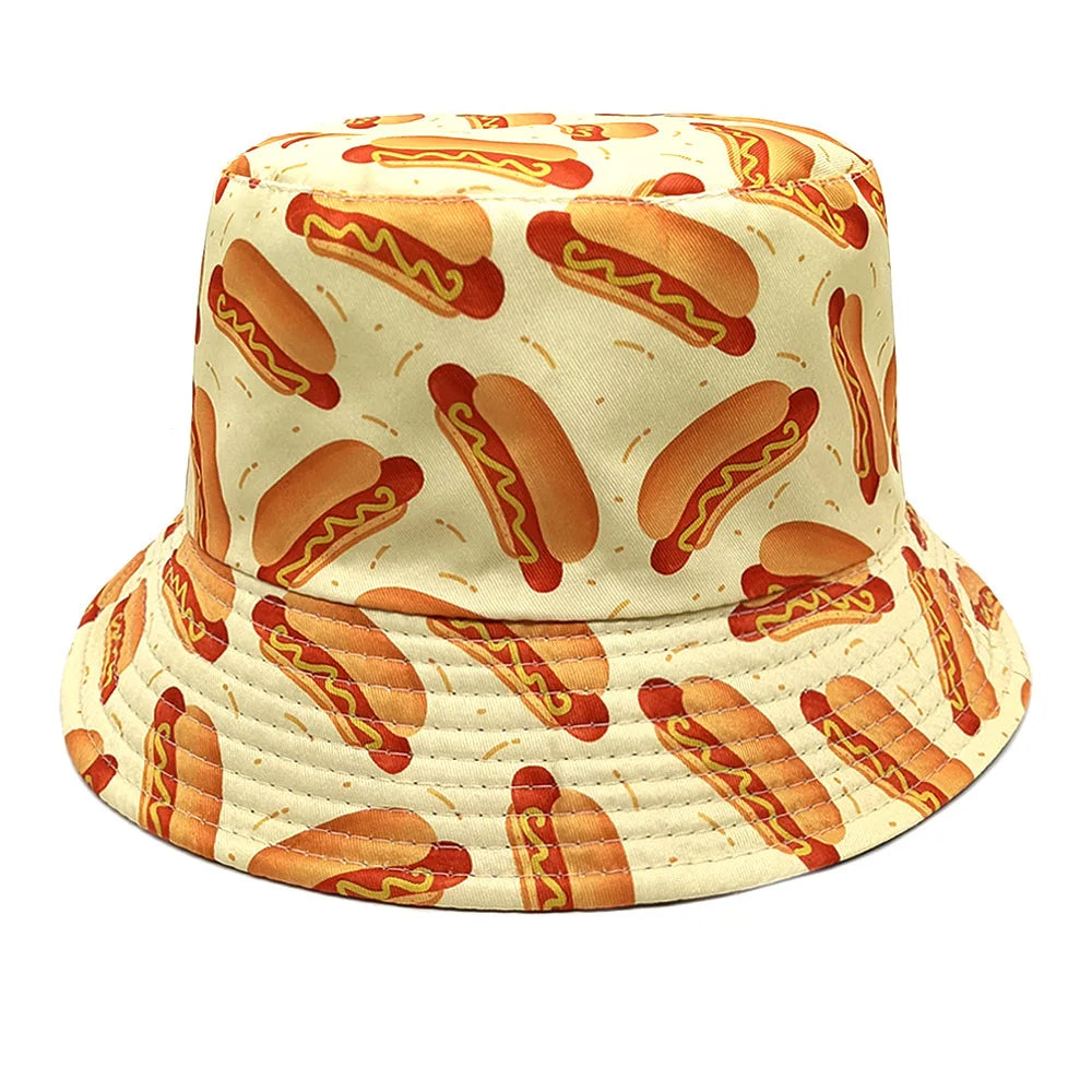 Double-sided Yellow Duck Print Pattern Panama Summer Sunscreen Fisherman Cap Bucket Hat