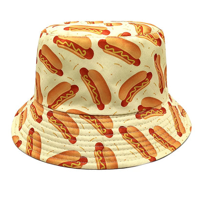 Double-sided Yellow Duck Print Pattern Panama Summer Sunscreen Fisherman Cap Bucket Hat