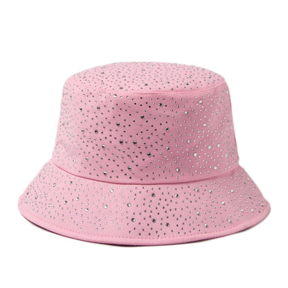 Summer Women Bucket Hat Fashion Colorful Rhinestones Cap For Ladies