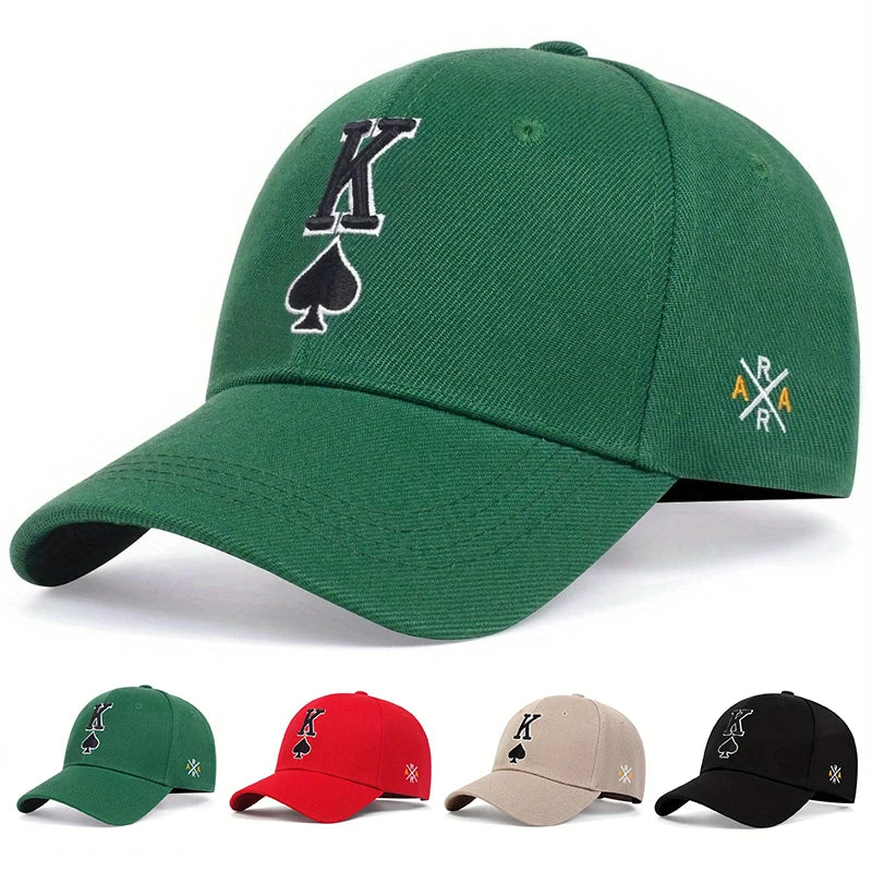 Unisex Poker K Letter Embroidery Baseball Caps Sunscreen Hat Sports Golf Cap