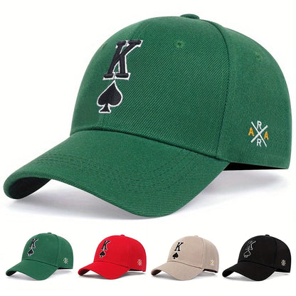 Unisex Poker K Letter Embroidery Baseball Caps Sunscreen Hat Sports Golf Cap