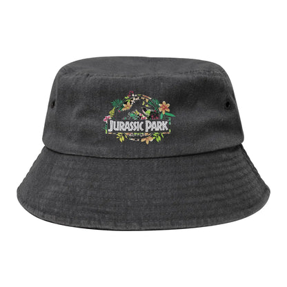 Trendy Jurassic Park Floral Tropical Fossil Logo Bucket Hat