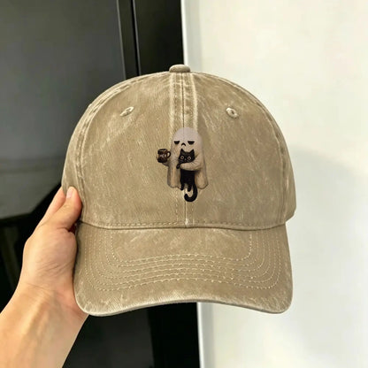 Ghost-Cat Spooky Black Cat Aesthetic Casual Baseball Cap