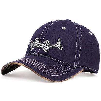 Fishbone Embroidered Baseball Cap