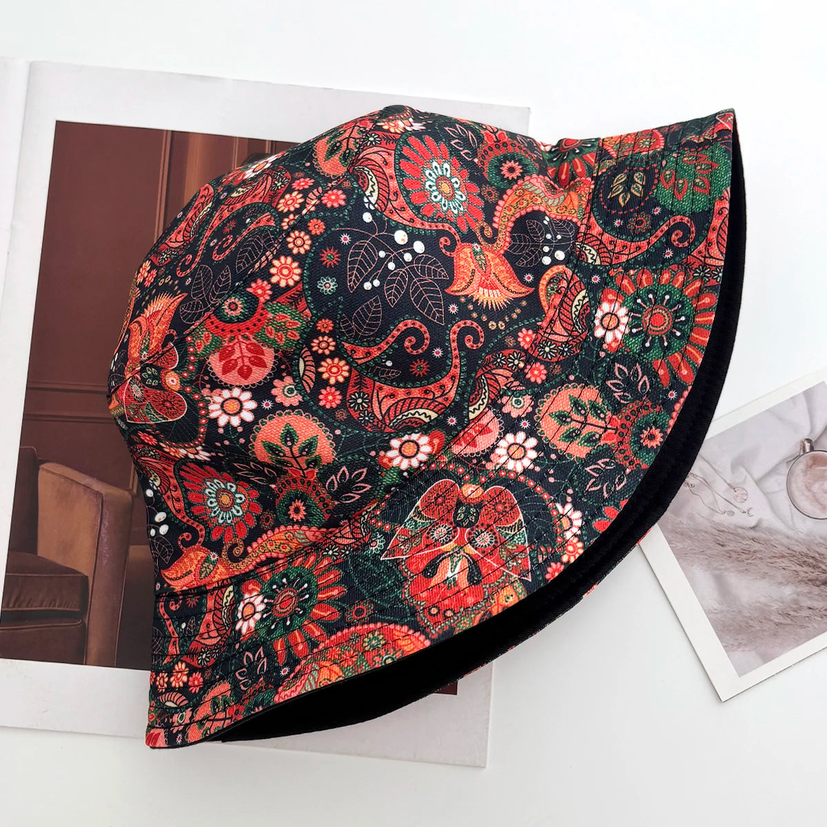 Style Bucket Hat Fisherman Hats Leaf Pattern Panama Cap Caps For Men Woman