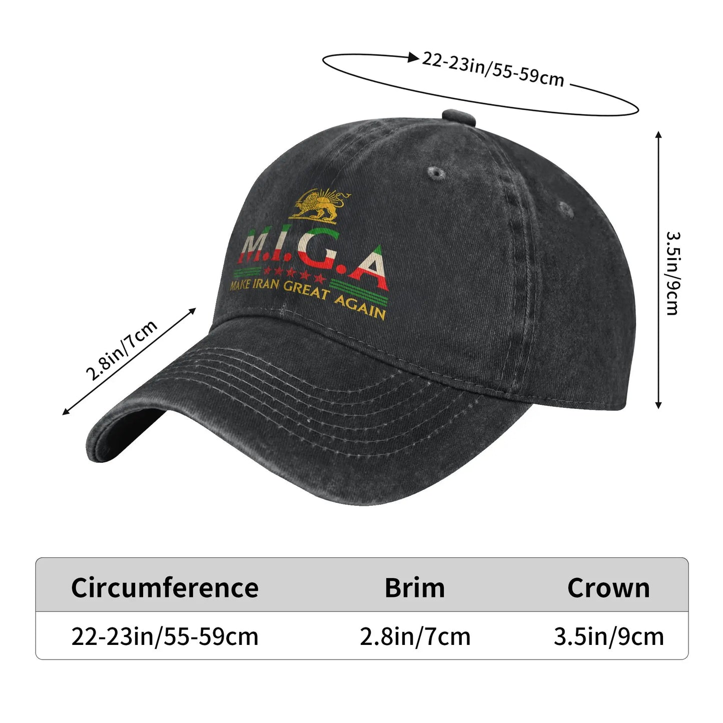 MIGA Make Iran Great Again Emblem Washed Baseball Cap