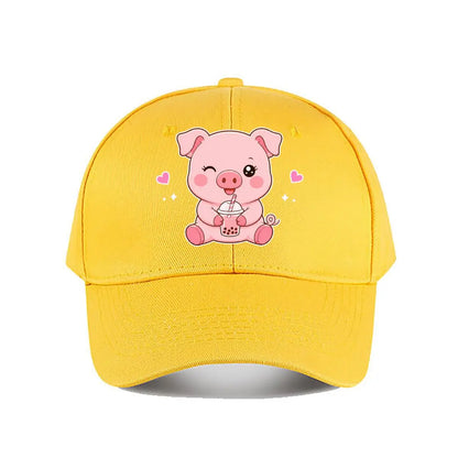 Pink Pig Bubble Tea Baseball Cap