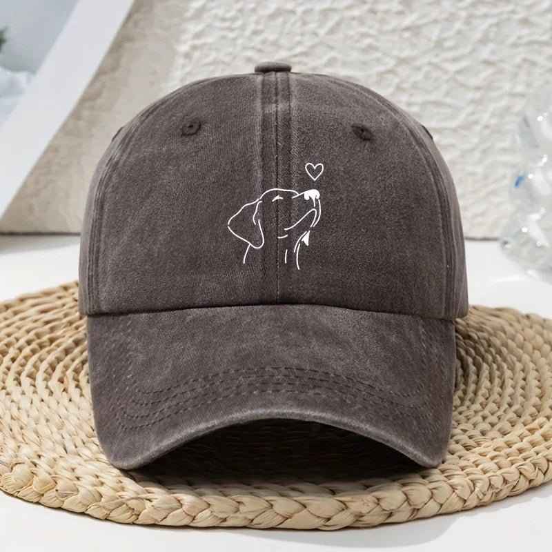 White Line Dog Print Women's Baseball Cap