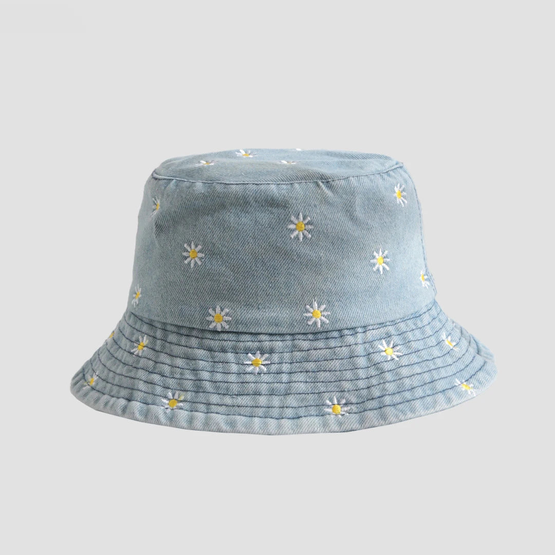 Unisex Hats Daisy Embroidery Simple Fashionable Trendy Versatile Korean Cowboy Bucket Hats