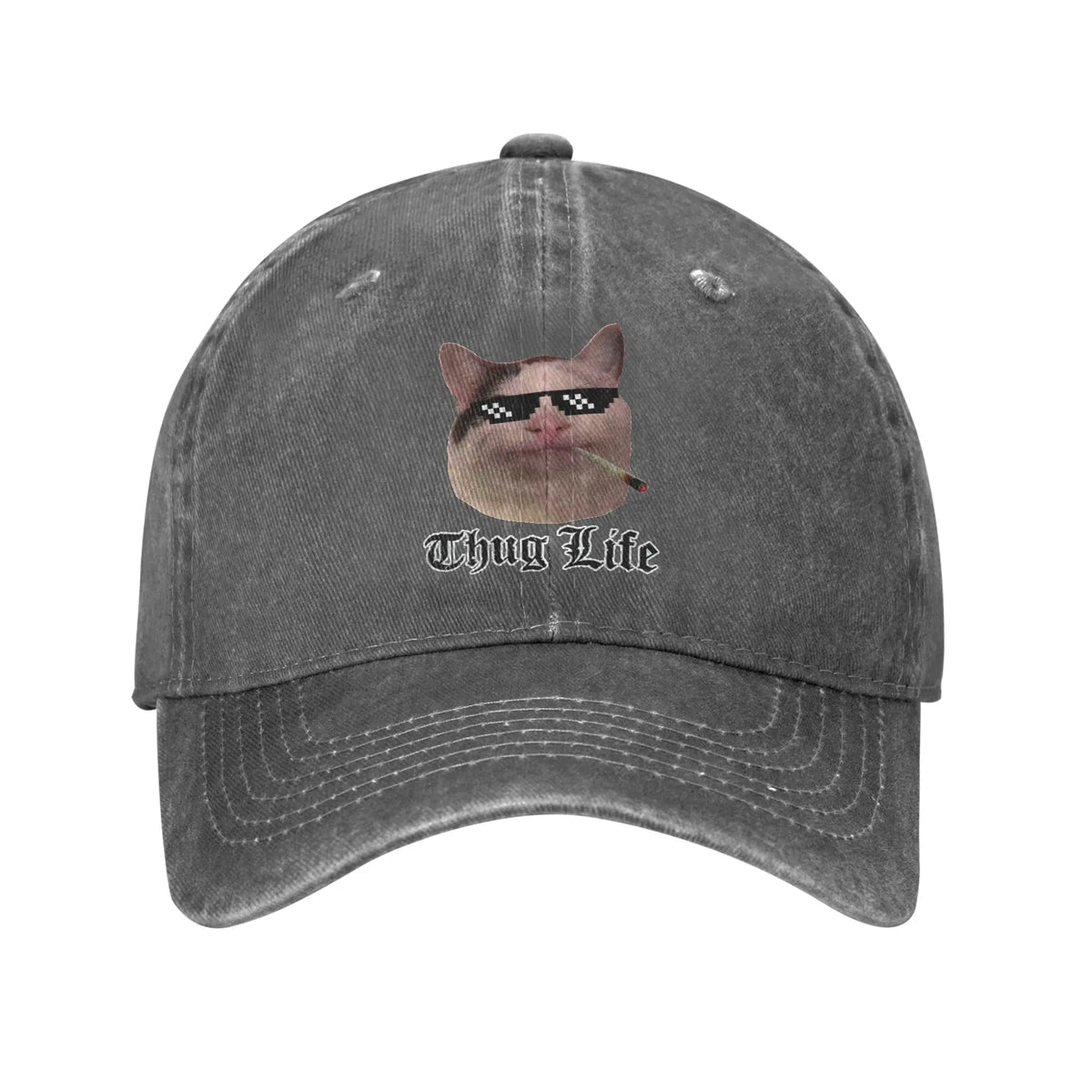 Thug Life Smiling Beluga Cat Unstructured Baseball Cap