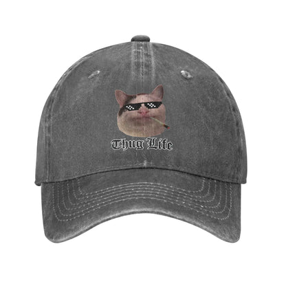 Thug Life Smiling Beluga Cat Unstructured Baseball Cap