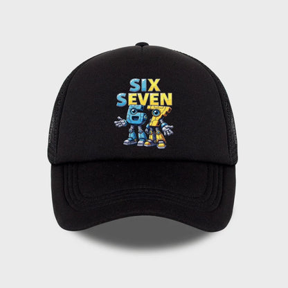Cute 67 Robot Print Mesh Cap Baseball Cap