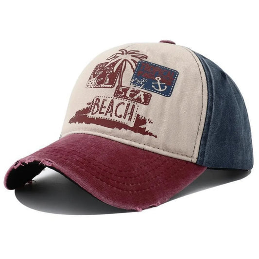 Retro BEACH Embroidery Baseball Hat
