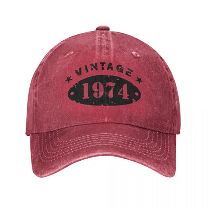 50 Years Old Retro 1974 People Baseball Caps Merchandise Classic Distressed Denim Washed