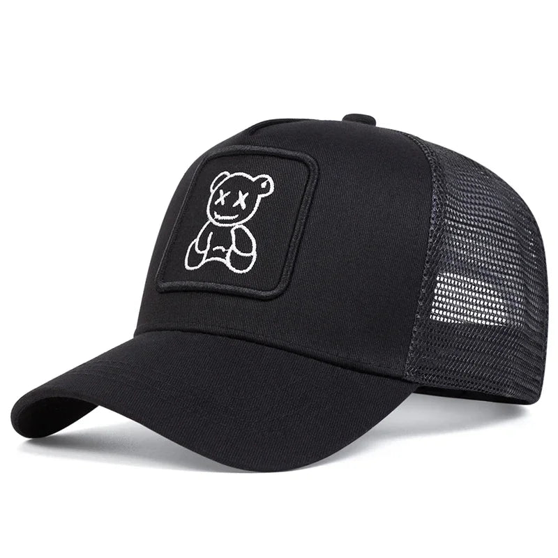 Cute Bear Embroidery Mesh Baseball Hat