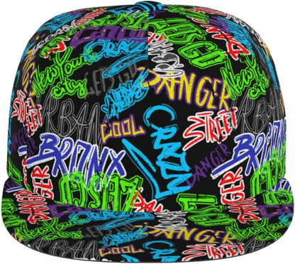 Funny Graffiti Adjustable Snapback Hat for Men Women Unisex Hip Hop Baseball Cap