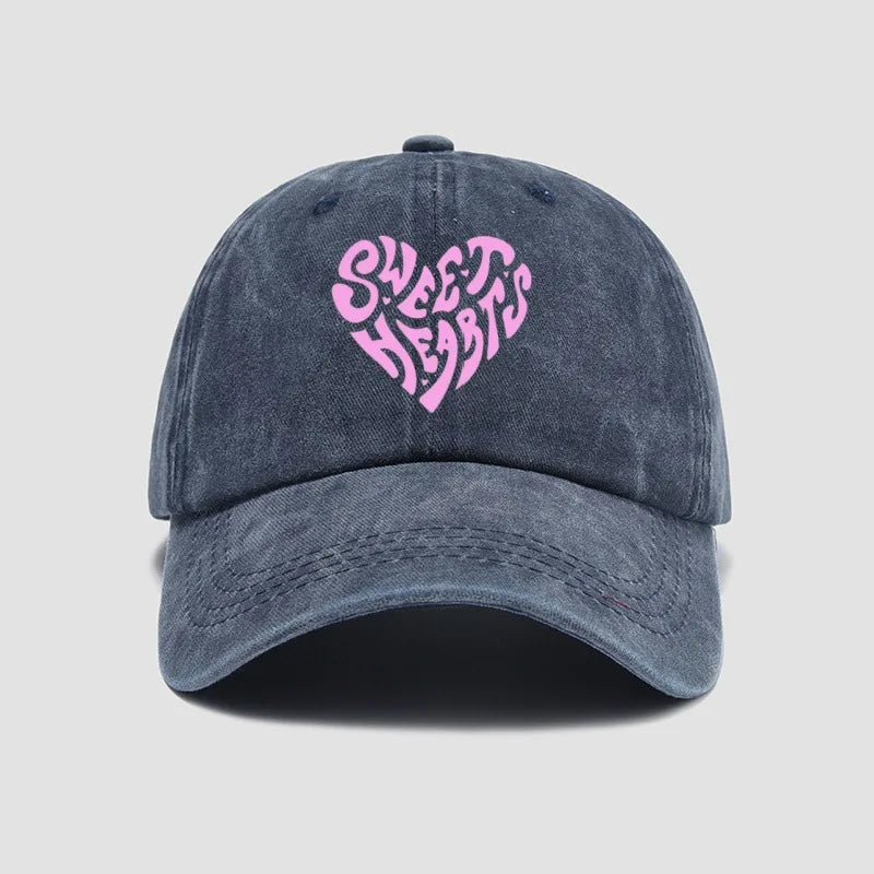 Pink Heart-Shaped Letter Printed Bbaseball Cap, Versatile for Daily Use, Sweet Girl's Hat